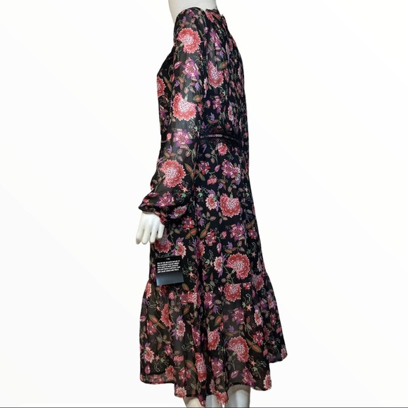 Nine West black chiffon printed midi dress… - Picture 3 of 7